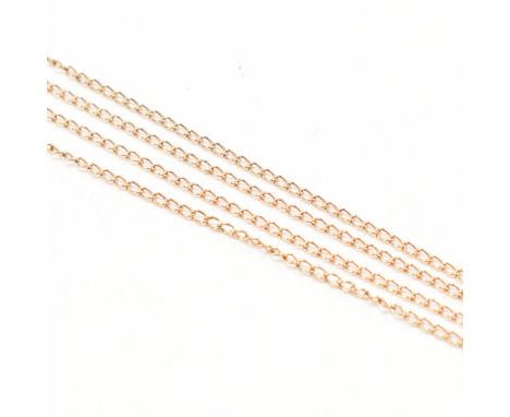 A vintage 9ct yellow gold necklace chain. The chain comprised of fine curb links and united by a spring ring clasp. Marked 9c