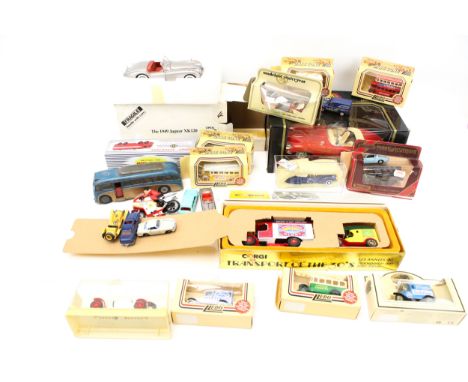 An assortment of diecast. Including a Dinky Supertoys 'Leyland Octopus Tanker-Esso', no 943, Lledo Day's Gone cars, Matchbox 