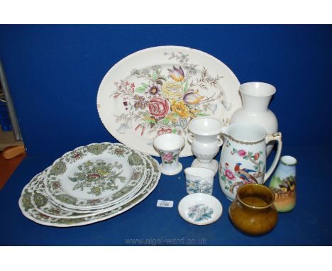 A quantity of china including various Vases and Jugs - Crown Devon and Wedgwood, plus two Royal Worcester Trinket Pots, and a