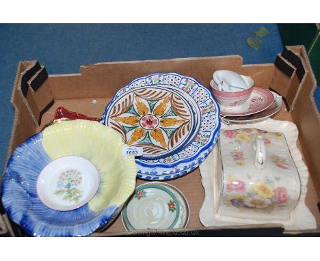 A quantity of china including a large floral Cheese Dish, Royal Worcester 'Enchantment' pin dish, Woods & Sons cup and saucer