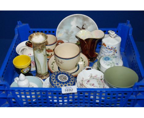 A quantity of china including small Poole Side Plate decorated with a windmill, a Wedgwood Vase and Trinket Dishes, 'Angela' 