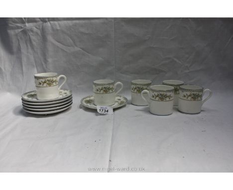 A Wedgwood part Coffee Set comprising six Cups and saucers, in Petersham pattern.