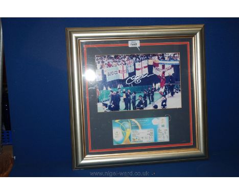 A signed David Beckham framed Photograph and ticket from the 2002 World Cup (Japan/Korea)
