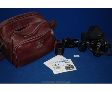 A Chinon-CA-4 Camera and Bag etc plus a Olympus Camera