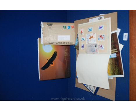 A quantity of Swedish art in miniature  Stamps together with Links Australian and British Stamps, an envelope containing Brit