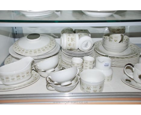 A large quantity of Royal Doulton Dinner/Teaware including Meat Plate, two Vegetable Dishes with lids, six large Dinner Plate