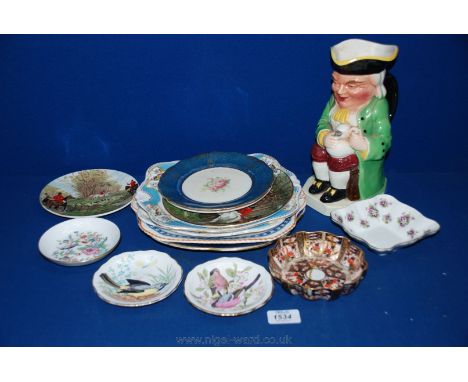 A quantity of China including Poole Plate with hunting scene, Heritage Regency bullfinch Dish, Royal Albert Dish 'Sweet Viole