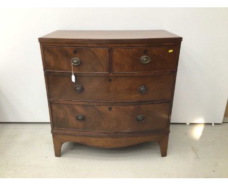 19th century mahogany bowfront chest of drawers, with two short over two long graduated drawers on splayed bracket feet, 70cm