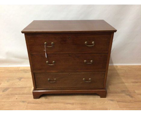Edwardian mahogany chest of three long graduated drawers, on bracket feet, 84cm wide x 47cm deep x 80cm high