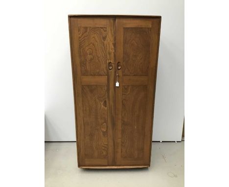 Ercol golden dawn elm wardrobe, enclosed by pair of doors, 91cm wide x 55cm deep x 183cm highCondition report: Good condition