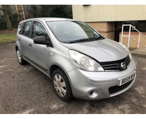 2010 Nissan Note 5 door Hatchback, 1.4 Petrol, manual, finished in silver with cloth interior, reg. no. BD59WSN, circa. 42,00