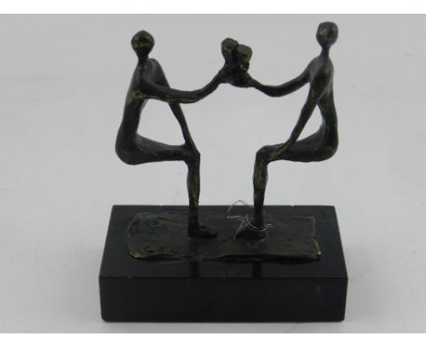 After Giacometti, A bronze study of two seated figures. H.12cm 