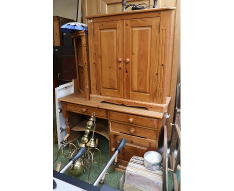 Collection of 3 Pieces of Pine Furniture to include a desk, Corner cabinet and a corner wall shelf 