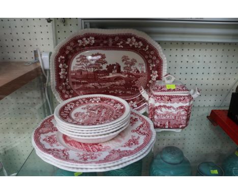 Collection of various red &amp; white tea wear ceramics to include Masons Vista, Johnsons Brothers Old Britain Castles &amp; 