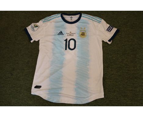 Sold at Auction: Argentina #10 Messi Match Worn Shirt Copa America 2016