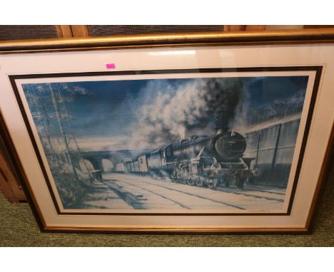 Large Framed Print of LMS 5041 by E Bottomley dated 1977 signed in Pencil 