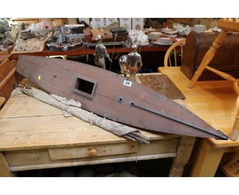 Large Antique Model Pond Yacht with Sail 