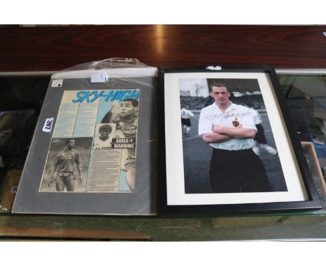 Ian Wright &amp; Mark Bright Signed Newspaper clipping and a Nat Lofthouse signed Coloured print 