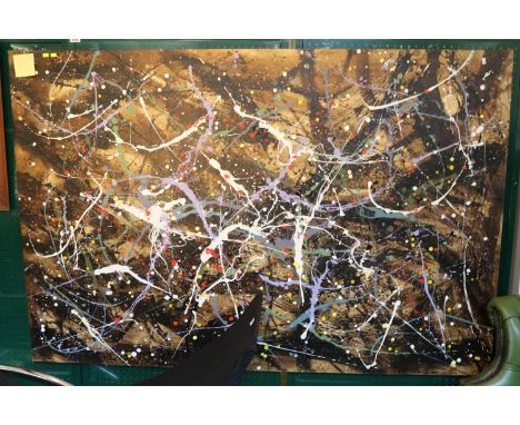 Large Mixed media on canvas abstract impressionism art work in the style of Jackson Pollock 1.8m x 1.2m 