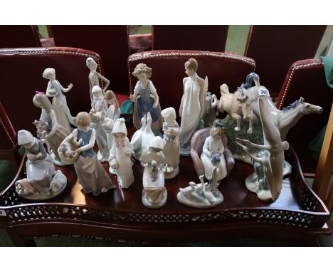 Good Collection of Lladro &amp; Nao Figurines to include Horses, Girl with puppies, Geese etc 