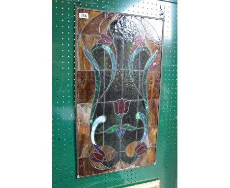 Large Leaded Glazed panel of floral design 