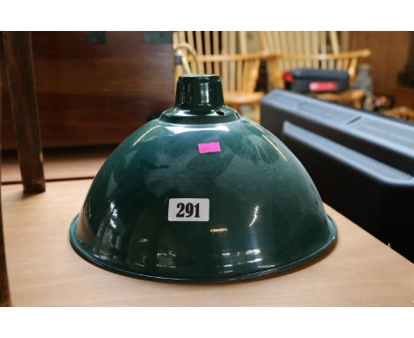 Vintage Industrial Enamel green lamp shade with white interior 