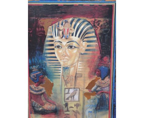 Limited edition ceramic tile Tutankhamun with coa on verso 70 x 50 cm 