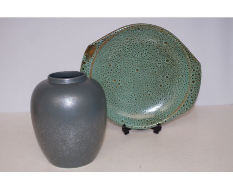 Poole pottery vase &amp; plate 