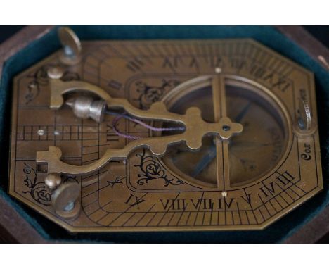 Brass boxed sundial compass cox London 