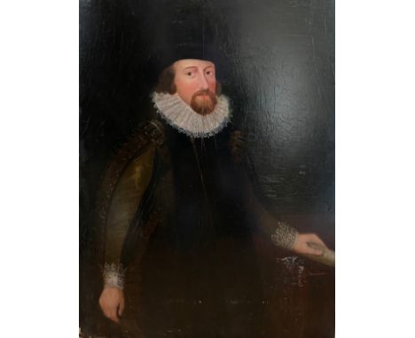 [?] A Portrait of Francis Bacon (18th Century (?)). Oil on oak panel.&nbsp; Dimensions:&nbsp; Unframed: 19 in (H) x 14.5 in (
