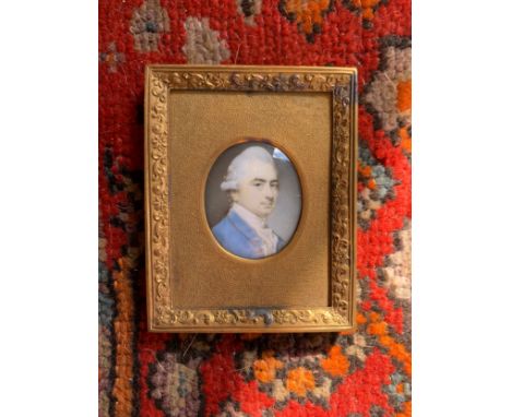 [?]Property of a Gentleman An oval portrait miniature of a gentleman in an oval frame. Late 18th / Early 19th Century.  Dimen