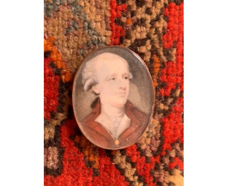 [?]Property of a GentlemanAn oval portrait miniature of a gentleman in an oval frame. Late 18th / Early 19th Century.  Dimens