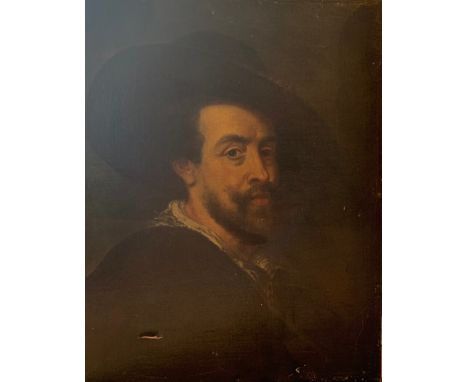 [?] A self-portrait after Rubens. Oil on canvas, unframed.&nbsp; Dimensions:&nbsp; Unframed: 25.5in (H) &nbsp;x 20.5 in (W)