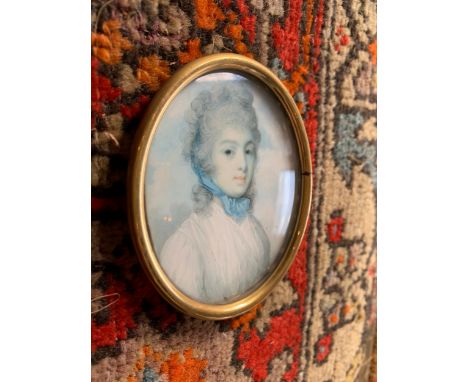 [?]Property of a Gentleman An Oval Portrait Miniature of a Lady in an oval frame. Attributed to George Engleheart (1750 - 182