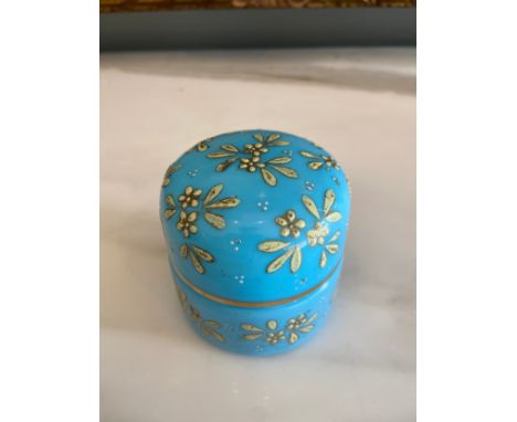 Property of a Lady An antique Lustreware trinket box with ivory floral motifs. Dimensions: 3 in (H)