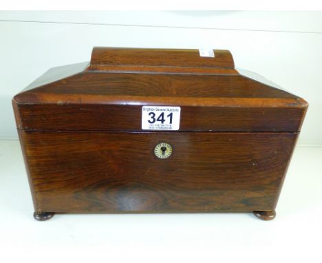 VICTORIAN ROSEWOOD SARCOPHAGUS TEA CADDY