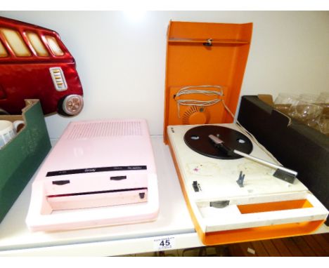 1970s LANSAY RECORDER & 1970s PHILIPS 117 ORANGE PORTABLE RECORD PLAYER 