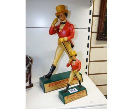 BREWERIANIA 2 X JOHNNY WALKER SCOTCH WHISKY PLASTIC BAR ADVERTISING FIGURES 40 & 21 CMS