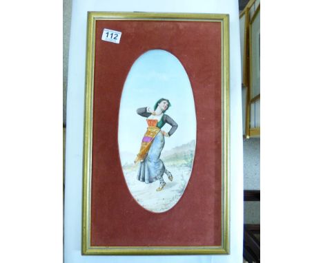 FRAMED CONCAVE CERAMIC IMAGE OF A DANCING LADY 