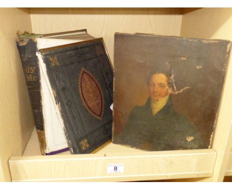 PORTRAIT IN OIL ON CANVAS & VICTORIAN BIBLE A/F