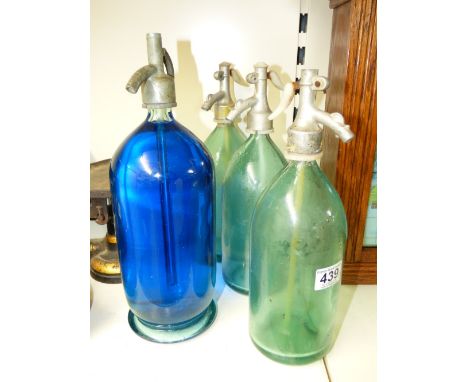 4 VINTAGE GLASS SODA SYPHONS