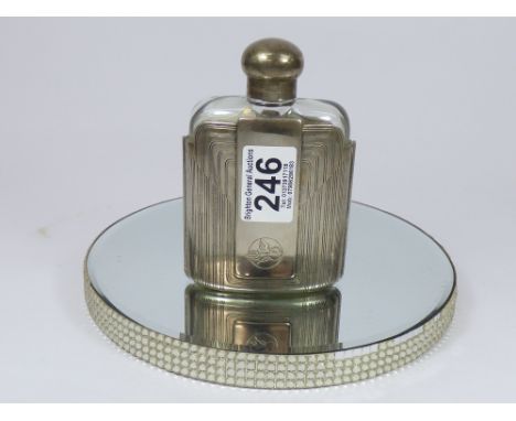 WHITE METAL & GLASS VINTAGE, CACHAREL POUR L'HOMME, AFTER SHAVE FLASK