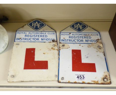 2 ENAMEL METAL LEARNER PLATES, ROYAL AUTOMOBILE CLUB  33 X 19 CMS