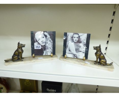 PAIR OF ART DECO PHOTO FRAMES DECORATED WITH ALSATION DOGS