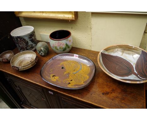 Studio Pottery: a collection of seven items,&nbsp;to include two Briglin bowls and a Chelsea pottery bowl. (7) 