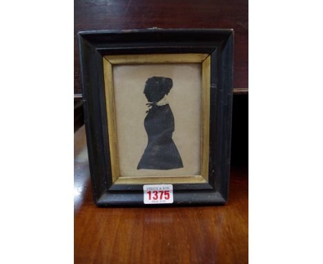 English School,&nbsp;half-length silhouette portrait of Mary Ann Pacy, born 1838, 11.5 x 9cm. 