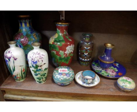 A collection of Chinese cloisonne enamel. 