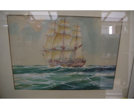 R MacGregor,&nbsp;'The Bounty', signed, watercolour and gouache, 26 x 37cm; together with another nautical scene by Ken Hammo