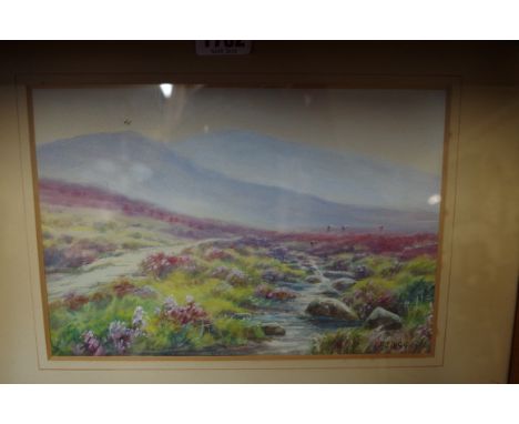 G A Phillips, 'Loch Katrine'; 'Ullswater', a pair, each signed, watercolour, 12.5 x 24.5cm; together with another watercolour