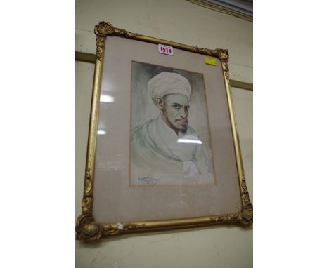 * Marin,&nbsp;head and shoulders portrait of an&nbsp;Arab figure, signed and inscribed 'Argel', watercolour, 22.5 x 15cm.&nbs